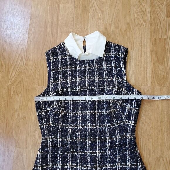 🔆 ELIZA J 🔆 Boucle Tweed Detachable Shirt Collar Dress - [size 2, Blue] - Picture 9 of 12